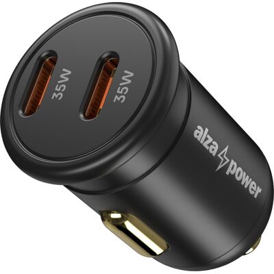 AlzaPower autós töltő C530 2xUSB-C Power Delivery 35W fekete AlzaPower autós töltő C530 2xUSB-C Power Delivery 35W fekete