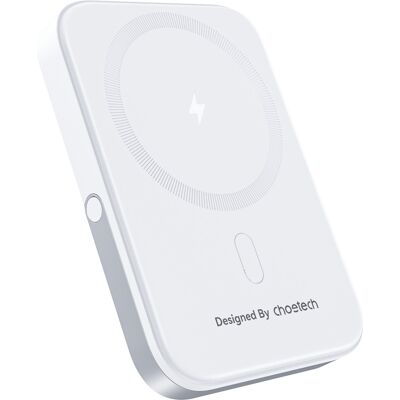 ChoeTech PD20W 5000mAh Magnetic Power Bank with holder white ChoeTech PD20W 5000mAh Magnetic Power Bank with holder white
