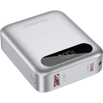 ChoeTech CCC Certified 10000mAh mini Digital Power Bank - ezüst ChoeTech CCC Certified 10000mAh mini Digital Power Bank - ezüst