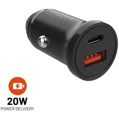 FIXED Car USB-C + USB kimenet, PD, 20 W, fekete FIXED Car USB-C + USB kimenet, PD, 20 W, fekete