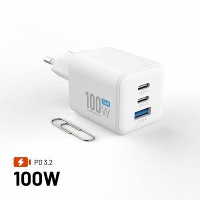 FIXED Mini GaN 2xUSB-C + USB kimenet, PD, 100W, fehér FIXED Mini GaN 2xUSB-C + USB kimenet, PD, 100W, fehér