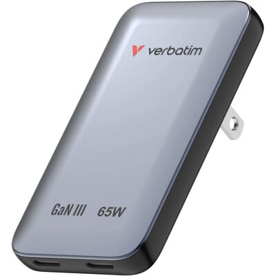 Verbatim Essentials Slim GaN töltő, 65W, US/EU/UK, 2 × USB-C - PD, 65W, fekete Verbatim Essentials Slim GaN töltő, 65W, US/EU/UK, 2 × USB-C - PD, 65W, fekete
