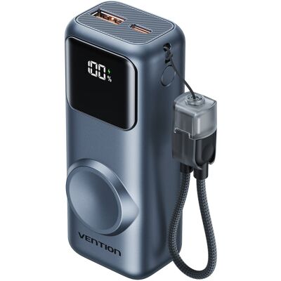 Vention Mini 10000mAh Power Bank (USB-C + USB-A) with Built-in USB-C Cable and Apple Watch Charging Vention Mini 10000mAh Power Bank (USB-C + USB-A) with Built-in USB-C Cable and Apple Watch Charging