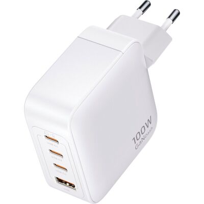 Vention 4-Port USB (C + C + C + A) GaN Charger (100W/100W/30W/30W) EU-Plug White Vention 4-Port USB (C + C + C + A) GaN Charger (100W/100W/30W/30W) EU-Plug White