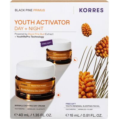 KORRES Black Pine Primus Wrinkle Defying Day Cream + Youth Renewal Sleeping Facial, 55 ml KORRES Black Pine Primus Wrinkle Defying Day Cream + Youth Renewal Sleeping Facial, 55 ml