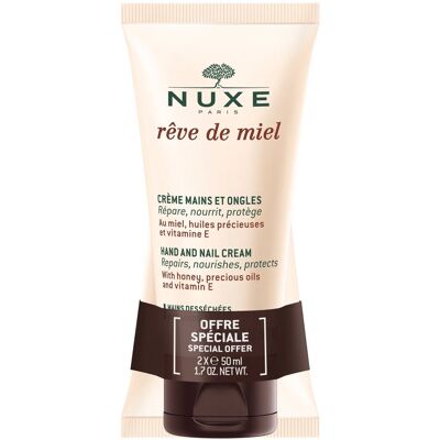 NUXE Reve de Miel Tápláló kéz- és körömápoló krém méz illattal, 2 × 50 ml NUXE Reve de Miel Tápláló kéz- és körömápoló krém méz illattal, 2 × 50 ml