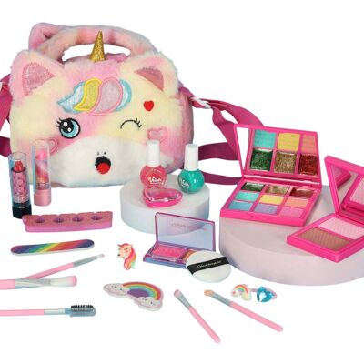 KIK KX3051 plüss kozmetikai táska lányoknak, unikornis mintás KIK KX3051 plüss kozmetikai táska lányoknak, unikornis mintás