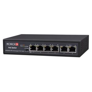 PROVISION-ISR PoE switch, CCTV rendszerekhez, 4+2 portos, 10/100Mbps, 4 letöltési port 4x100Mbps, PoE IEEE 802.3af/at, 2 feltöltési port 2x100Mbps