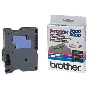 Brother TX-335, 12mm x 15m, fehér nyomtatás / fekete alapon, eredeti szalag