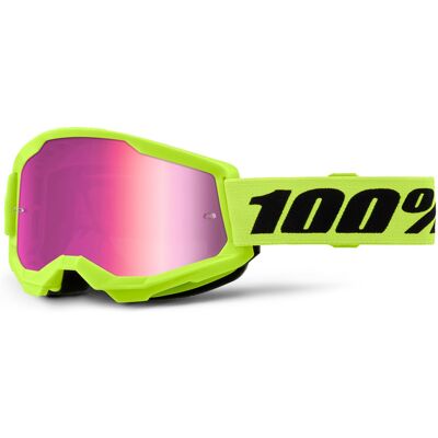 Junior motocross szemüveg 100% Strata 2 Junior Mirror, páramentes bevonat, kétrétegű habszivacs, csúszásgátló pánt Neon Sárga, rózsaszín plexi Junior motocross szemüveg 100% Strata 2 Junior Mirror, páramentes bevonat, kétrétegű habszivacs, csúszásgátló pánt Neon Sárga, rózsaszín plexi