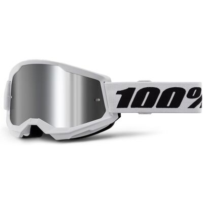 Motocross szemüveg 100% Strata 2 New Mirror, szellőzési technológia, széles látószög, párásodásgátló Fehér, ezüst plexi Motocross szemüveg 100% Strata 2 New Mirror, szellőzési technológia, széles látószög, párásodásgátló Fehér, ezüst plexi