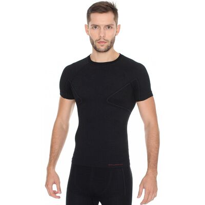 Férfi póló Brubeck Active Wool rövid ujjú, antiallergén, antibakteriális, kétrétegű, varrás nélküli fekete XXL Férfi póló Brubeck Active Wool rövid ujjú, antiallergén, antibakteriális, kétrétegű, varrás nélküli fekete XXL