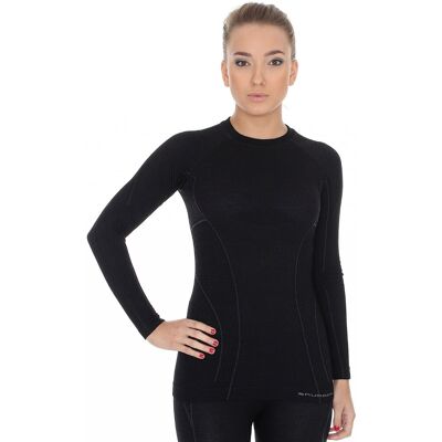 Női hosszú ujjú felső Brubeck Active Wool fekete L Női hosszú ujjú felső Brubeck Active Wool fekete L
