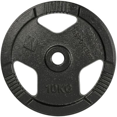 Öntöttvas súlytárcsa inSPORTline Hamerton Black 10 kg 30 mm, kopásgátló bevonat, praktikus fogantyú, hosszú élettartam Öntöttvas súlytárcsa inSPORTline Hamerton Black 10 kg 30 mm, kopásgátló bevonat, praktikus fogantyú, hosszú élettartam