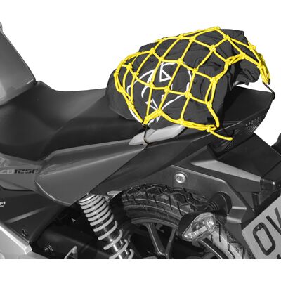 Rugalmas csomagháló motorkerékpárokhoz Oxford 38x38 cm – neon sárga/fényvisszaverő, a meglévő tárolóhely bővítése, könnyű felszerelés, rugalmas anyag Rugalmas csomagháló motorkerékpárokhoz Oxford 38x38 cm – neon sárga/fényvisszaverő, a meglévő tárolóhely bővítése, könnyű felszerelés, rugalmas anyag