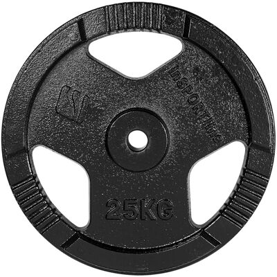 Öntöttvas súlytárcsa inSPORTline Hamerton Black 25 kg 30 mm, kopásgátló bevonat, praktikus fogantyú, hosszú élettartam Öntöttvas súlytárcsa inSPORTline Hamerton Black 25 kg 30 mm, kopásgátló bevonat, praktikus fogantyú, hosszú élettartam