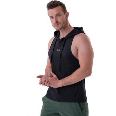 Férfi fitnesz atlétatrikó kapucnival Nebbia 323 fekete XL Férfi fitnesz atlétatrikó kapucnival Nebbia 323 fekete XL