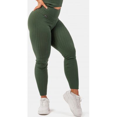 Nebbia biopamut bordázott, magas derekú leggings sötétzöld XS Nebbia biopamut bordázott, magas derekú leggings sötétzöld XS