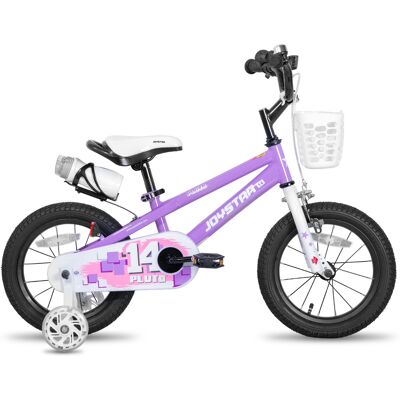 Gyermekkerékpár Joystar Pluto 14", 92-120 cm, világító segédkerekek, állítható nyeregmagasság, szilárd acélváz, zárt láncvédő burkolat lila Gyermekkerékpár Joystar Pluto 14", 92-120 cm, világító segédkerekek, állítható nyeregmagasság, szilárd acélváz, zárt láncvédő burkolat lila