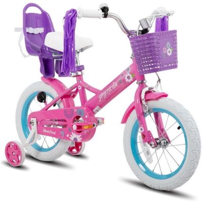 Gyermekkerékpár Joystar Little Daisy 14", 92-120 cm, állítható nyereg és kormány, kormánykosár, babaülés, csengő, felfújható gumiabroncsok, kontrafék Gyermekkerékpár Joystar Little Daisy 14", 92-120 cm, állítható nyereg és kormány, kormánykosár, babaülés, csengő, felfújható gumiabroncsok, kontrafék