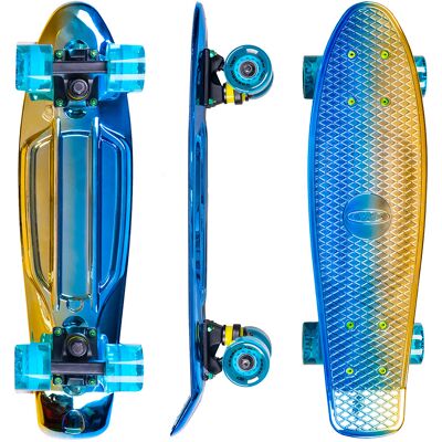 Penny board WORKER Mirria C10 22", rendkívül strapabíró, PP műanyag, krómozott felület, átlátszó kerekek, csúszásgátló rácsos mintázat, 82A PU kerekek Penny board WORKER Mirria C10 22", rendkívül strapabíró, PP műanyag, krómozott felület, átlátszó kerekek, csúszásgátló rácsos mintázat, 82A PU kerekek