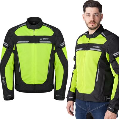 Nyári motoros kabát W-TEC Saigair Fluo Sárga-Fekete 5XL Nyári motoros kabát W-TEC Saigair Fluo Sárga-Fekete 5XL
