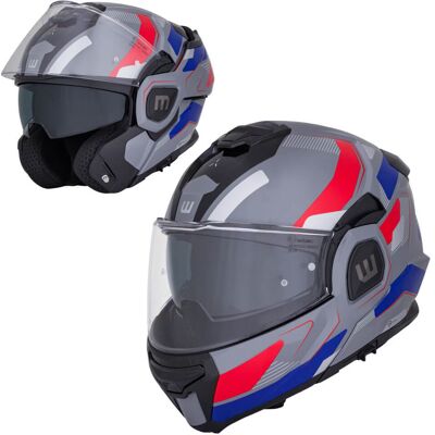Felhajtható motoros bukósisak W-TEC Zoroz P/J, zárható szellőzőrendszer, fém reteszelő mechanizmus, Pinlock® 70 előkészítés Fényes Trikolór XS (53-54) Felhajtható motoros bukósisak W-TEC Zoroz P/J, zárható szellőzőrendszer, fém reteszelő mechanizmus, Pinlock® 70 előkészítés Fényes Trikolór XS (53-54)