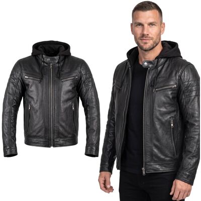 Bőr motoros kabát W-TEC Murayo II, szellőzőrendszer, belső hálós bélés, akasztófül, fő záródás 8-as méretű YKK cipzárral fekete 3XL Bőr motoros kabát W-TEC Murayo II, szellőzőrendszer, belső hálós bélés, akasztófül, fő záródás 8-as méretű YKK cipzárral fekete 3XL