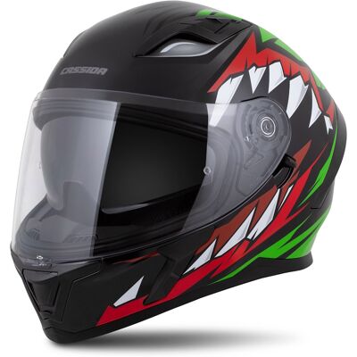 Motoros bukósisak Cassida Orbit StriX piros/zöld/szürke/fehér/fekete, pinlock 70 fólia előkészítés, polikarbonát héj, napellenző XL(61-62) Motoros bukósisak Cassida Orbit StriX piros/zöld/szürke/fehér/fekete, pinlock 70 fólia előkészítés, polikarbonát héj, napellenző XL(61-62)