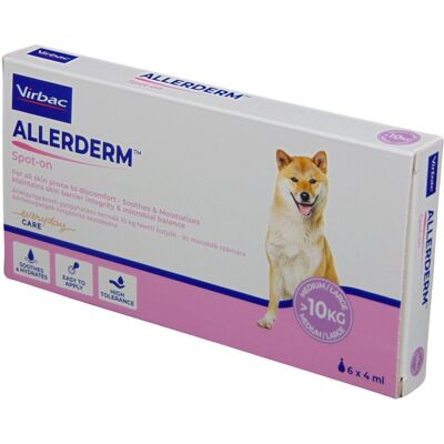 Virbac Allerderm Spot-On 10 kg feletti kutyák és macskák számára 6 x 4 ml Virbac Allerderm Spot-On 10 kg feletti kutyák és macskák számára 6 x 4 ml