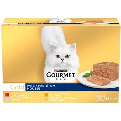 Gourmet Gold pástétom válogatás macskáknak - marha, tonhal, máj, pulyka 12 x 85 g Gourmet Gold pástétom válogatás macskáknak - marha, tonhal, máj, pulyka 12 x 85 g