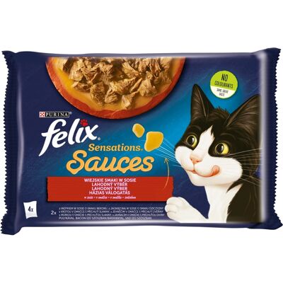 Felix Sensations Sauces Házias Válogatás pulykával, báránnyal 12 x (4 x 85 g) Felix Sensations Sauces Házias Válogatás pulykával, báránnyal 12 x (4 x 85 g)