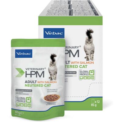 Virbac HPM Wet Adult Neutered Cat alutasakos táp macskáknak - lazac 12 x 85 g Virbac HPM Wet Adult Neutered Cat alutasakos táp macskáknak - lazac 12 x 85 g