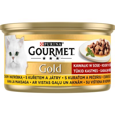 Gourmet Gold Falatok szószban 12 x 85 g csirke, szív és máj Gourmet Gold Falatok szószban 12 x 85 g csirke, szív és máj
