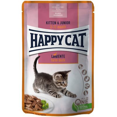 Happy Cat Land Ente nedves macskaeledel kölyökkor számára - 85 g x 20 Happy Cat Land Ente nedves macskaeledel kölyökkor számára - 85 g x 20
