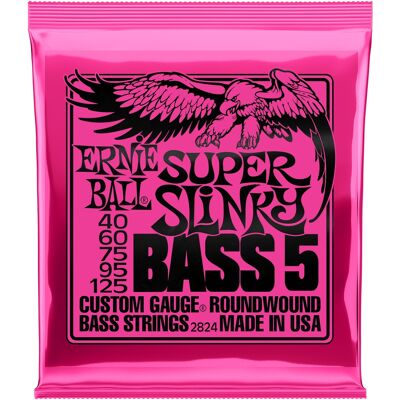 Ernie Ball 2824 Super Slinky Nickel Wound 5-String Electric Bass 40-12 Ernie Ball 2824 Super Slinky Nickel Wound 5-String Electric Bass 40-12