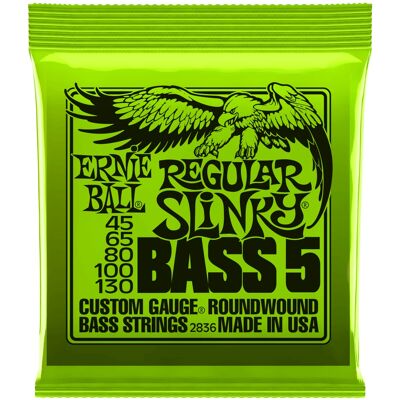 Ernie Ball 2836 Regular Slinky Nickel Wound 5-String Electric Bass 45- Ernie Ball 2836 Regular Slinky Nickel Wound 5-String Electric Bass 45-