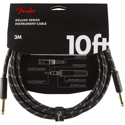 Fender Deluxe Series 10' Instrument Cable Black Tweed Fender Deluxe Series 10' Instrument Cable Black Tweed