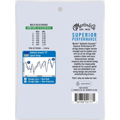 Martin Authentic SP 80/20 Bronze Extra Light Martin Authentic SP 80/20 Bronze Extra Light