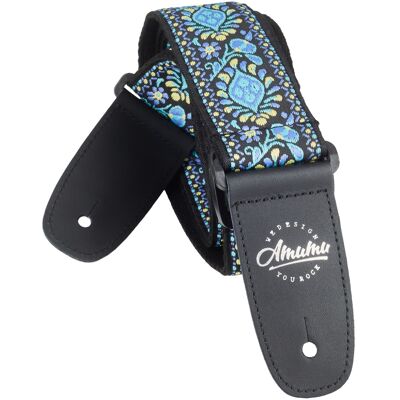 Amumu Hippie Embroidery Cotton Strap Blue Amumu Hippie Embroidery Cotton Strap Blue