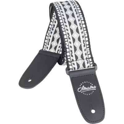 Amumu Hootenanny Embroidery Cotton Strap Black & White Amumu Hootenanny Embroidery Cotton Strap Black & White