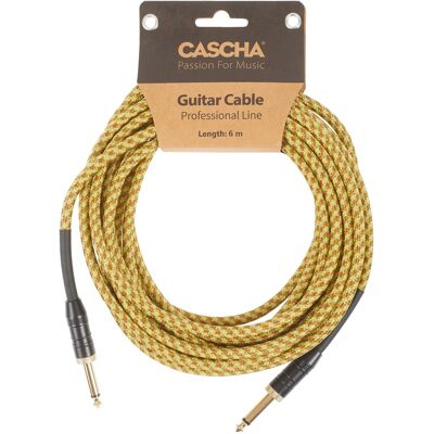 Cascha Professional Line Guitar Cable, Straight, Tweed Natural, 6 m Cascha Professional Line Guitar Cable, Straight, Tweed Natural, 6 m