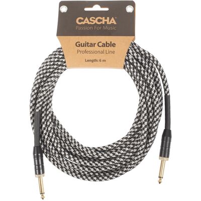 Cascha Professional Line Guitar Cable Straight Tweed Black 6 m Cascha Professional Line Guitar Cable Straight Tweed Black 6 m