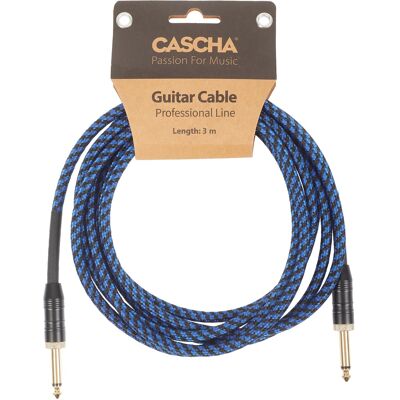Cascha Professional Line Guitar Cable, Straight, Tweed Blue, 3 m Cascha Professional Line Guitar Cable, Straight, Tweed Blue, 3 m