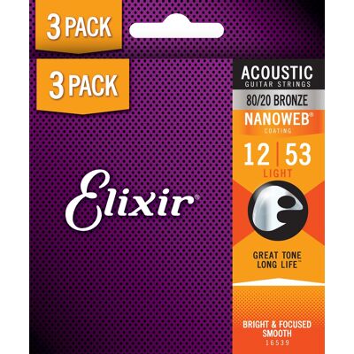Elixir Nanoweb 80/20 Bronze Light 3-Pack Elixir Nanoweb 80/20 Bronze Light 3-Pack