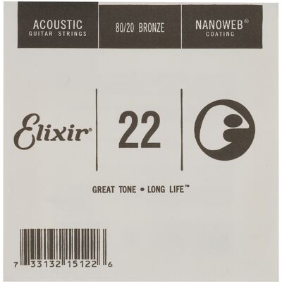 Elixir Nanoweb 80/20 Bronze Single .022" Elixir Nanoweb 80/20 Bronze Single .022"