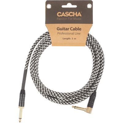 Cascha Professional Line Guitar Cable Angled Tweed Black 3 m Cascha Professional Line Guitar Cable Angled Tweed Black 3 m