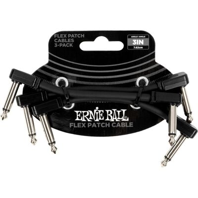 Ernie Ball Flex Patch Cable 3" Black 3-Pack Ernie Ball Flex Patch Cable 3" Black 3-Pack
