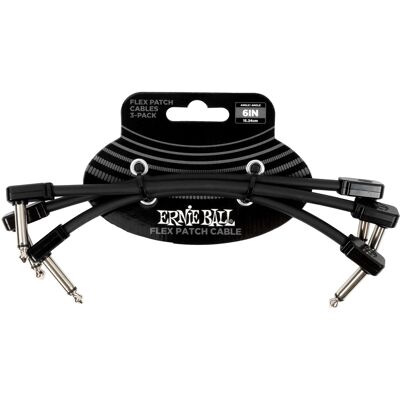 Ernie Ball Flex Patch Cable 6" Black 3-Pack Ernie Ball Flex Patch Cable 6" Black 3-Pack