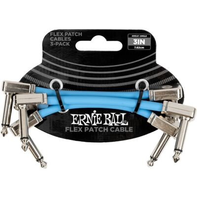 Ernie Ball Flex Patch Cable 3" Blue 3-Pack Ernie Ball Flex Patch Cable 3" Blue 3-Pack